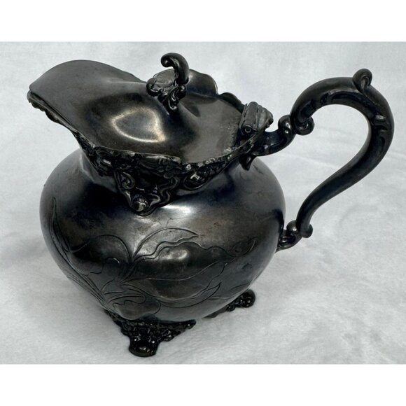 Antique Quadruple Plate Silver Pitcher By Homan Silverplate Co - Picture 1 of 9